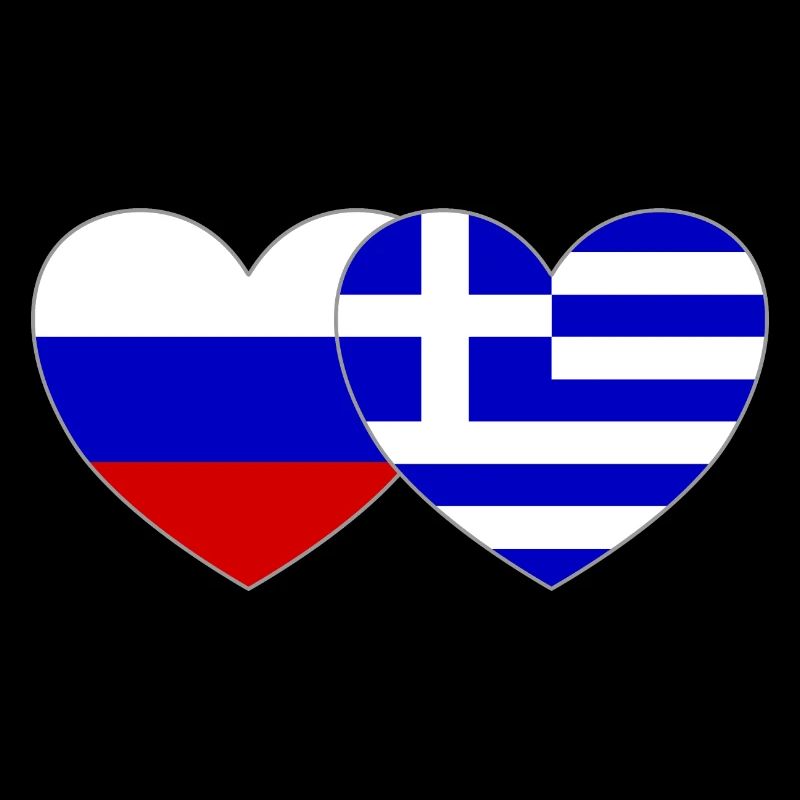 Russie Grèce Flag Coeur