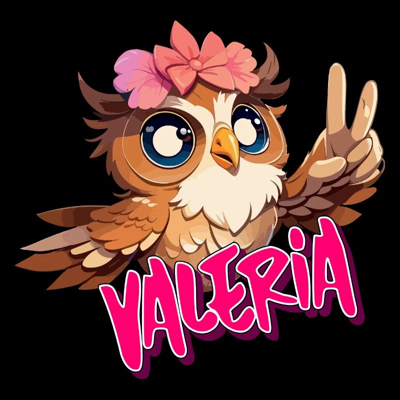 VALERIA - Schöner Mädchen Name mit süßer EULE