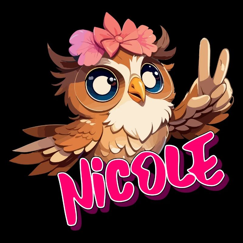 NICOLE - Schöner Mädchen Name mit süßer EULE