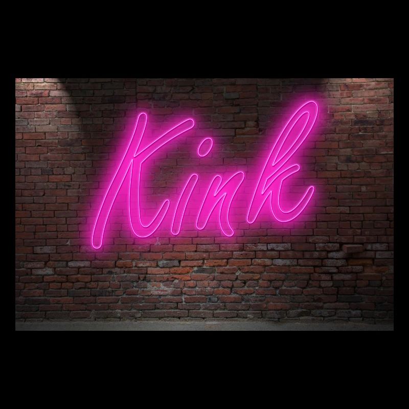 Lettrage BDSM néon sur Brick Wall la nuit