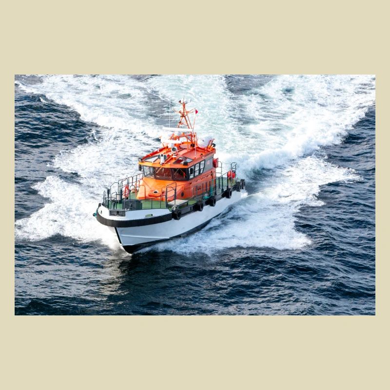 Bild eines Lotsenbootes in Aktion