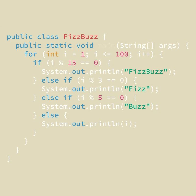 Langage de programmation de l’algorithme FizzBuzz Java