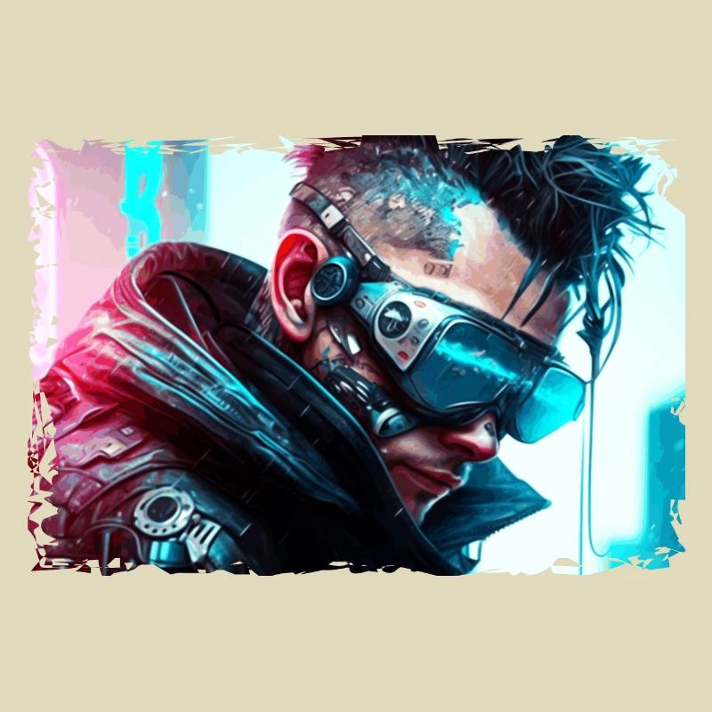 Cyber Soldat oder Punk in Neon Sci-Fi Manier