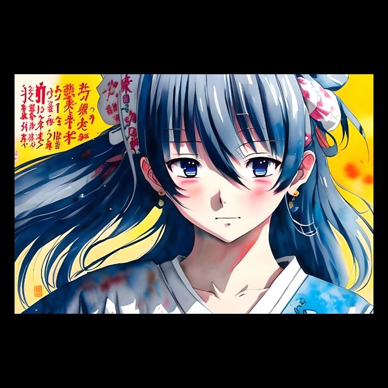 Anime japanisch Mädchen blau
