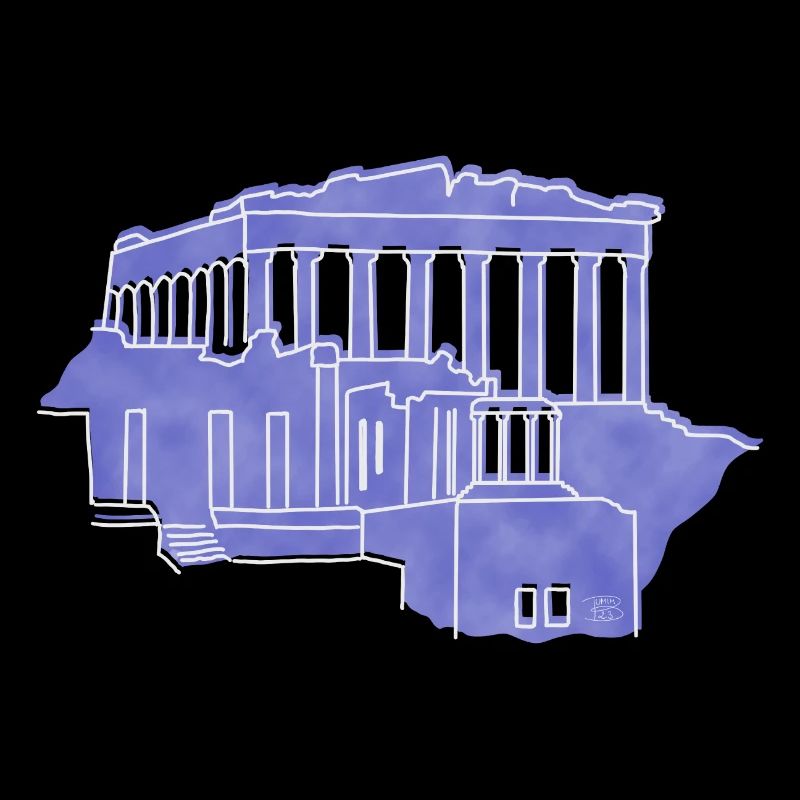 "Acropolis", boho line art design, series "Greece"