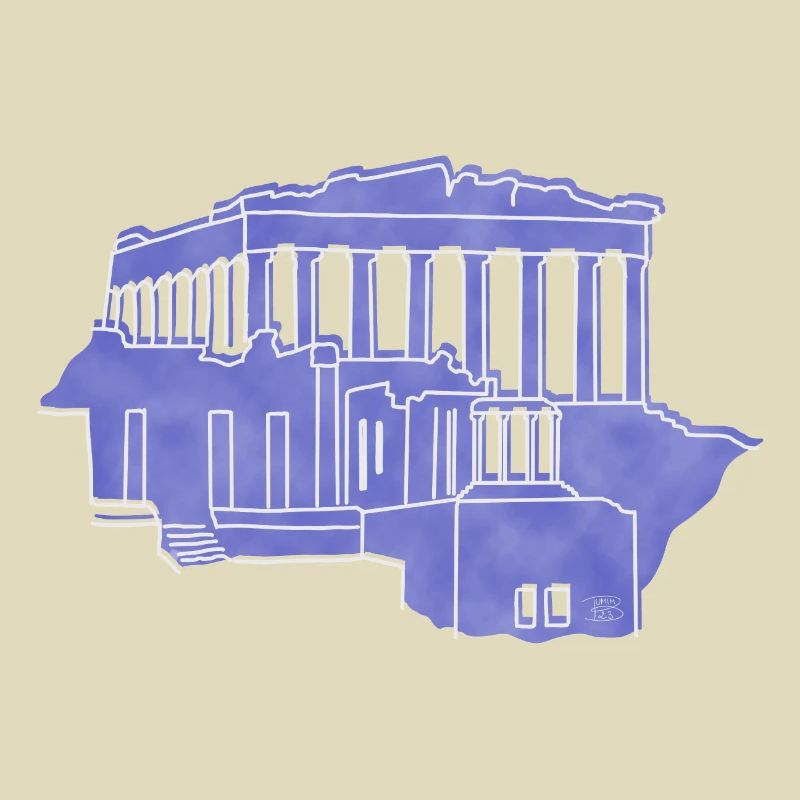 "Acropolis", boho line art design, series "Greece"