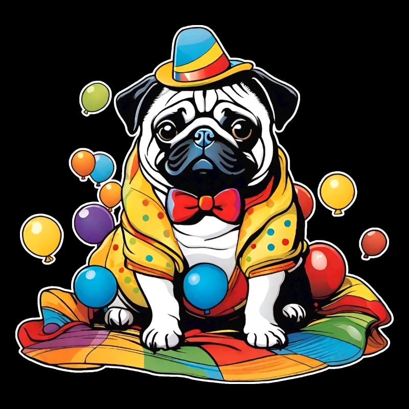 Cute pug with hat