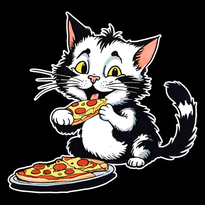 Le chat adore la pizza