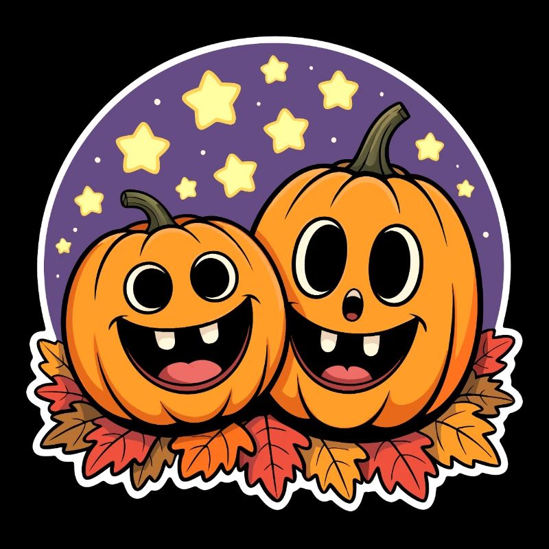 Deux citrouilles heureuses d’automne
