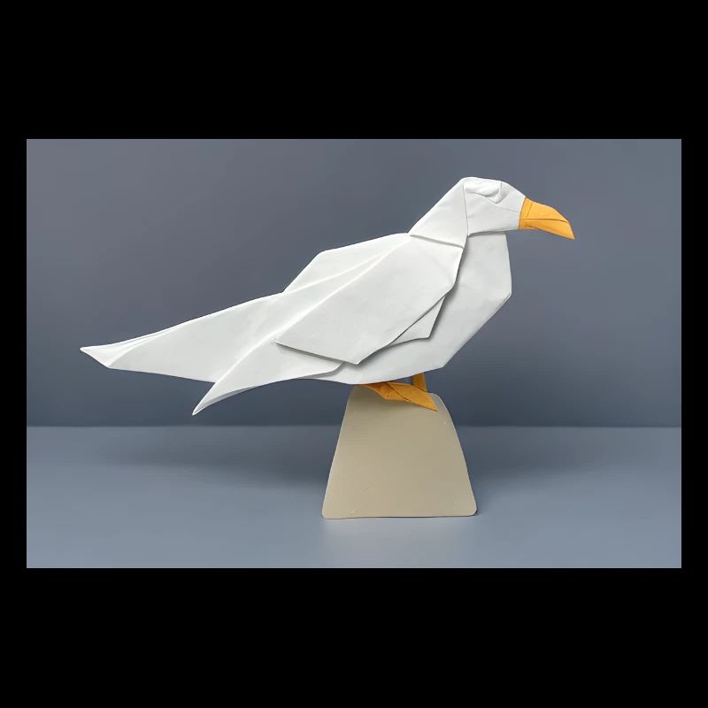 Silbermöwe im Origami-Stil