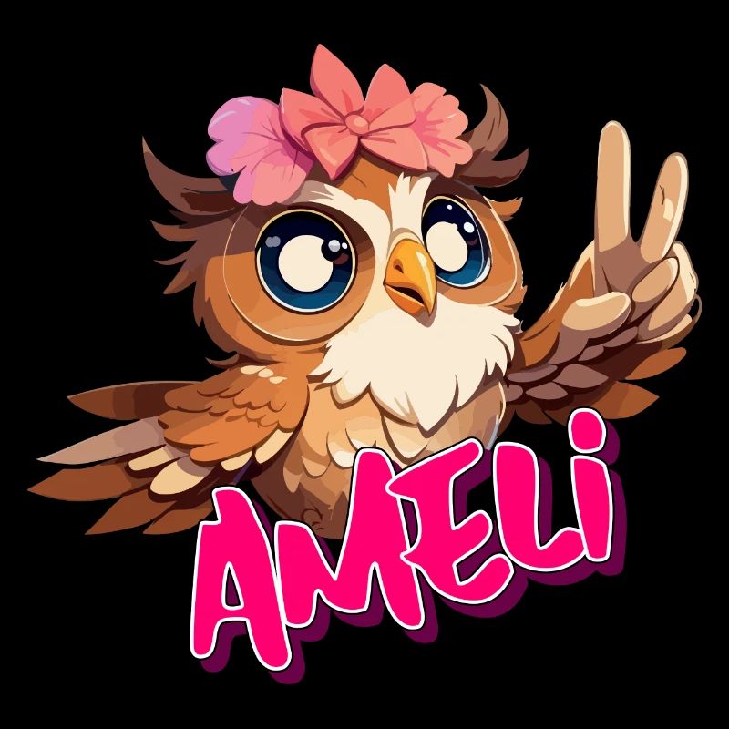 AMELI - Schöner Mädchen Name mit süßer EULE