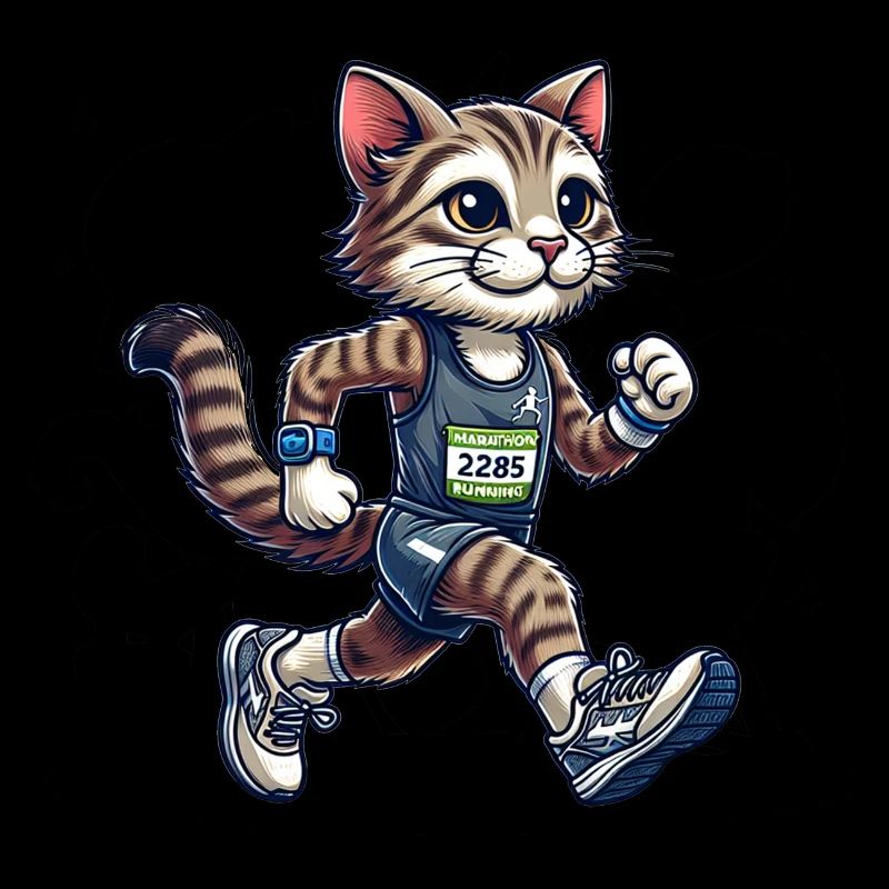 Cute Marathon Runner Cat