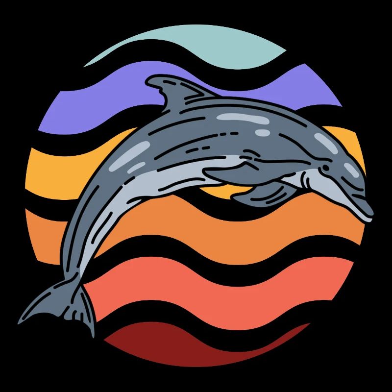 Delfin im Wellenmuster