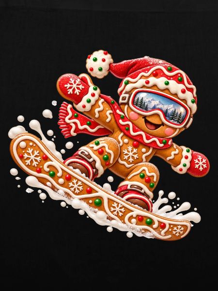 Lebkuchen-Snowboarder zu Weihnachten  