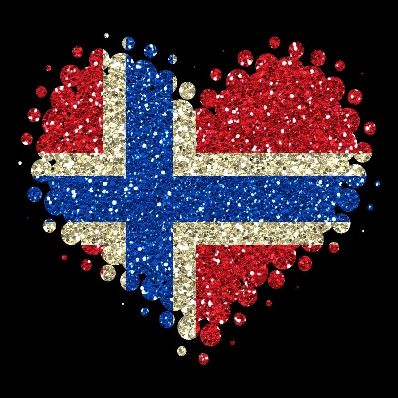 J'adore la Norvège - Glitter couleurs nationales Drapeau