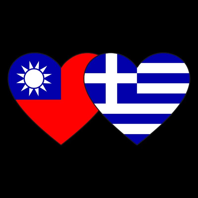 Taiwan Grèce Flag Heart
