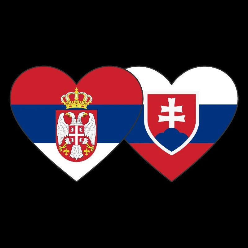 Serbien Slowakei Herz Flagge