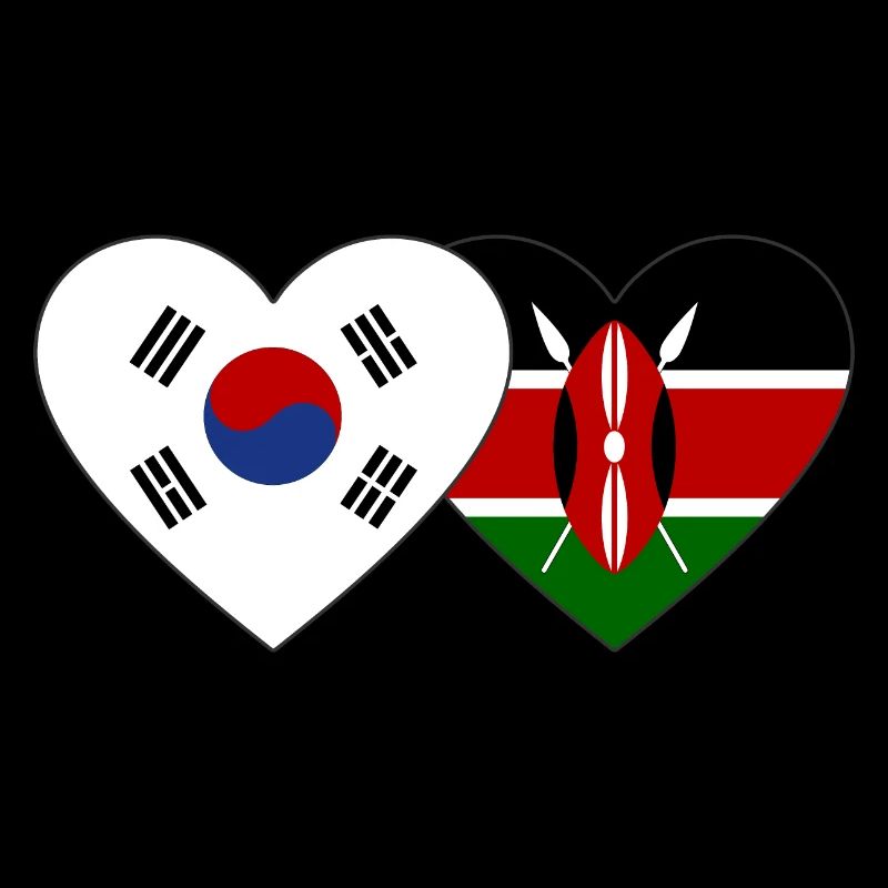 Corée du Sud Kenya Flag Heart