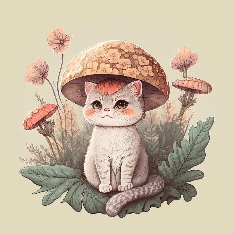 Aesthetic Cat Toadstool Hat Mushroom Cottagecore