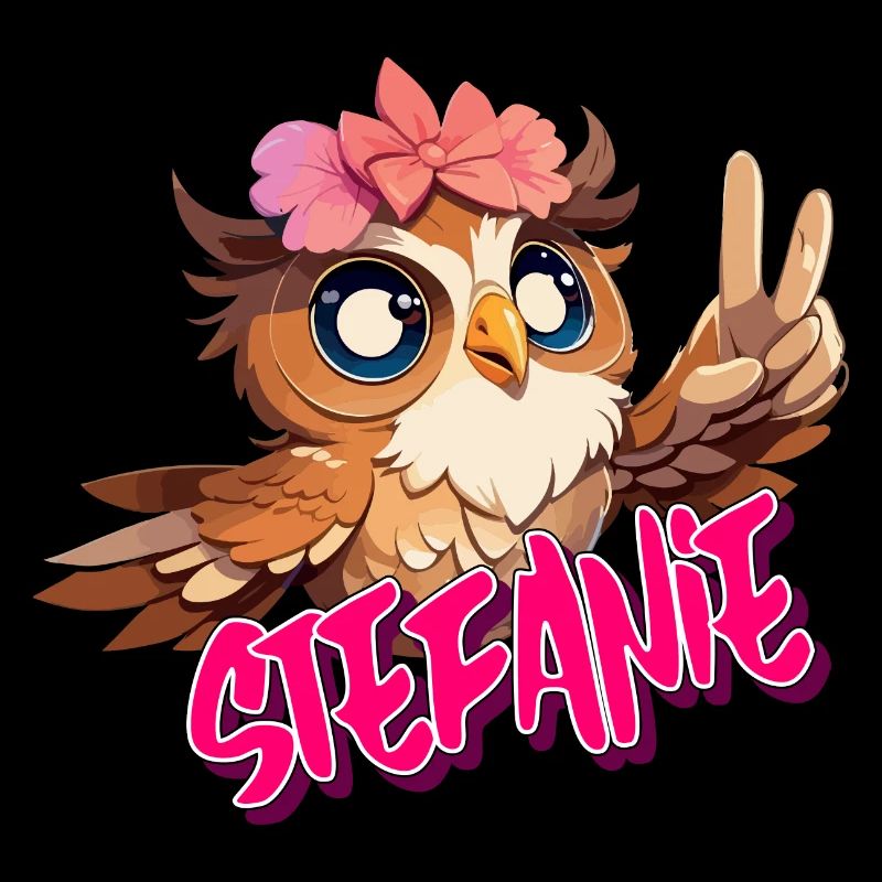 STEFANIE - Schöner Mädchen Name mit süßer EULE