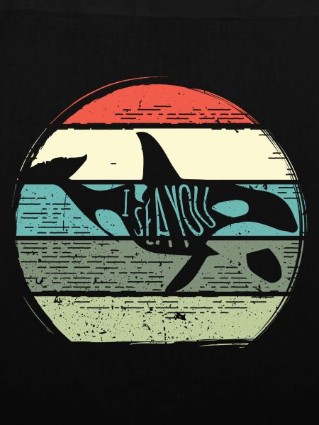 Retro Whale Sunset Circle