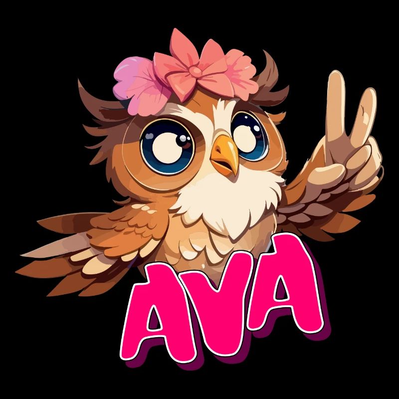 AVA - Schöner Mädchen Name mit süßer EULE