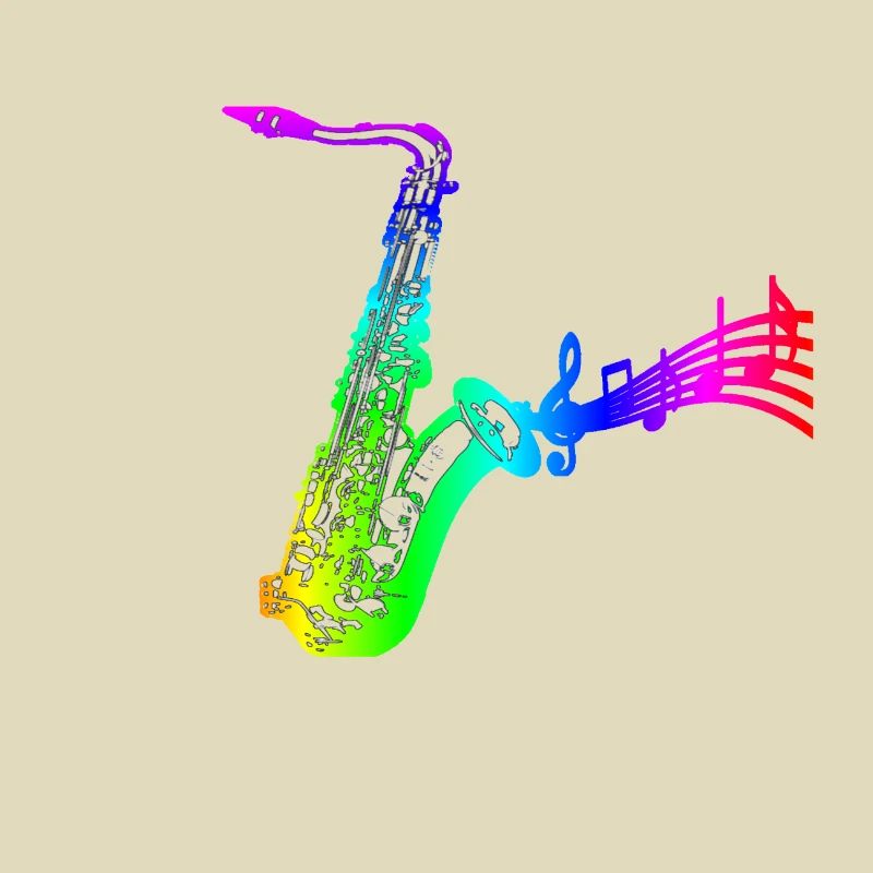 saxophone avec des notes colorées