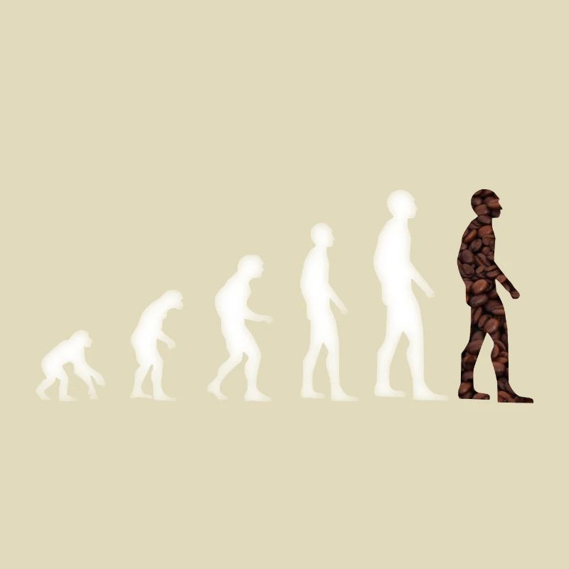 Evolution Mensch Affe Aufrichten Kaffee