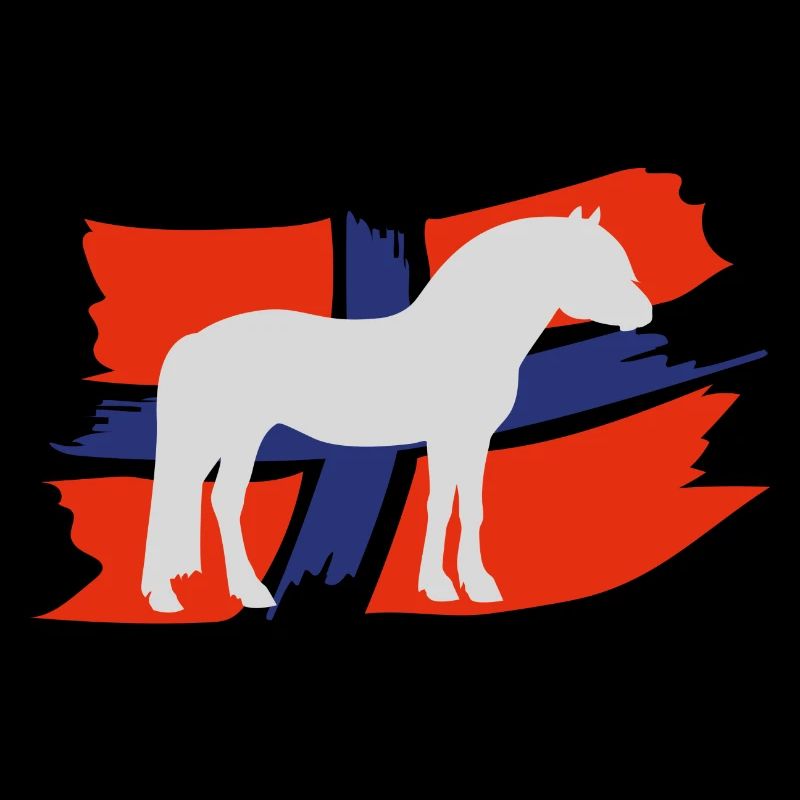Fjordpferd mit Flagge hell