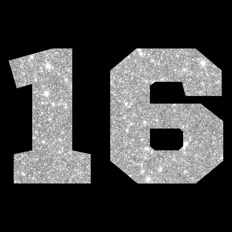 Nummer 16 Silberglitter - 16. Jahrestag