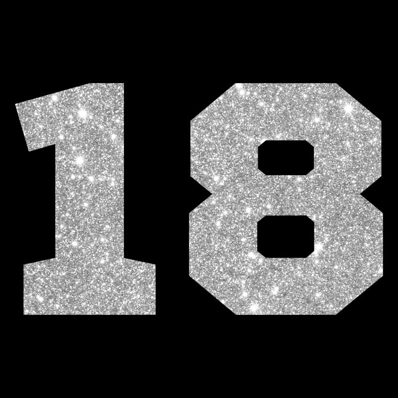 Numéro 18 paillettes argenté - 18e anniversaire