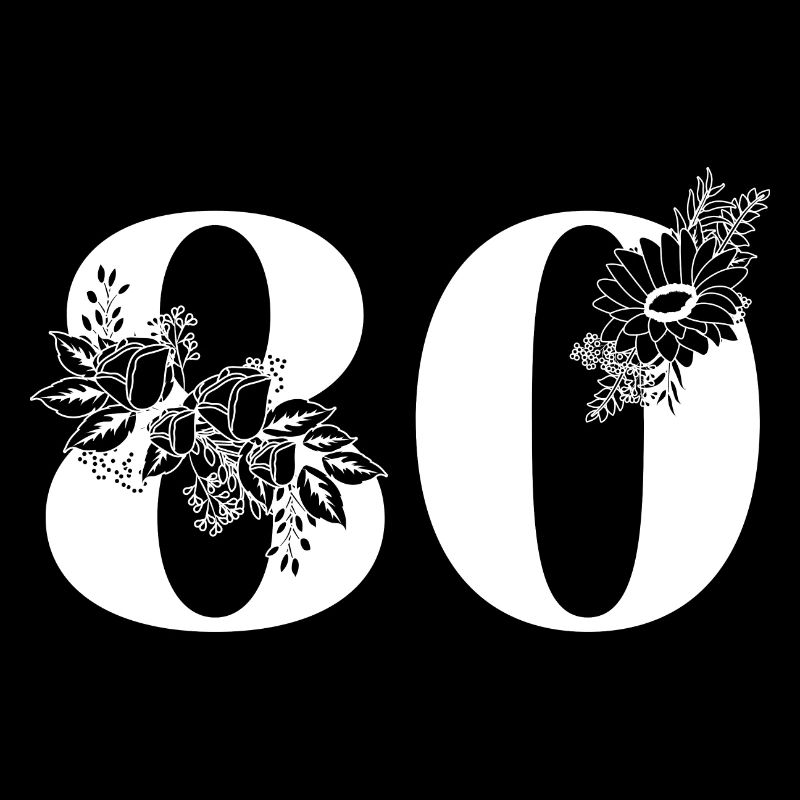 Nummer 80 Schwarze Blumen - 80. Geburtstag Blumen