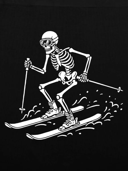 Skelettskifahrer auf Schneewellen