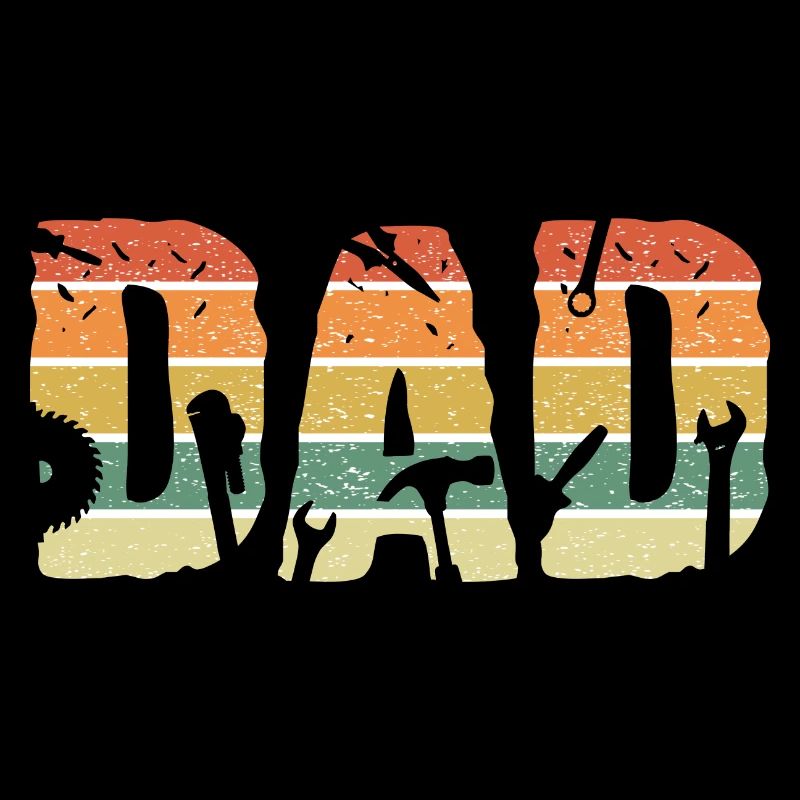 Sunset Dad word with tools to customize vintage