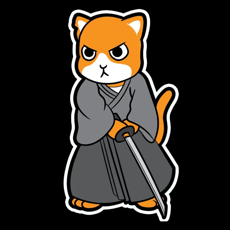 Chat samouraï avec katana