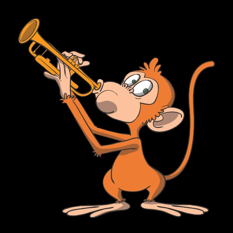 Le singe joue de la trompette