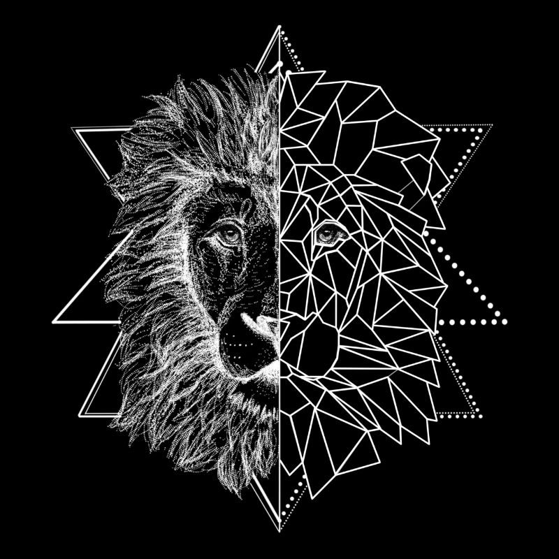 White tattoo inspired lion | Low Poly Art