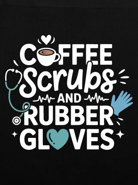 Kaffee Scrubs und Gummihandschuhe