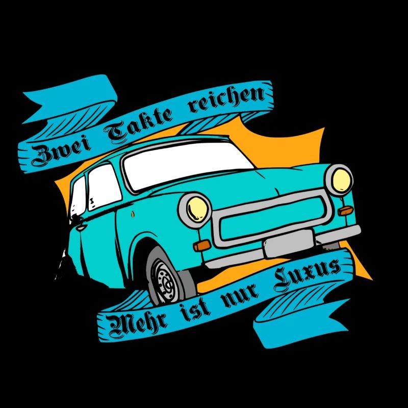 DDR himmelblauer Trabi/, Zwei Takte reichen