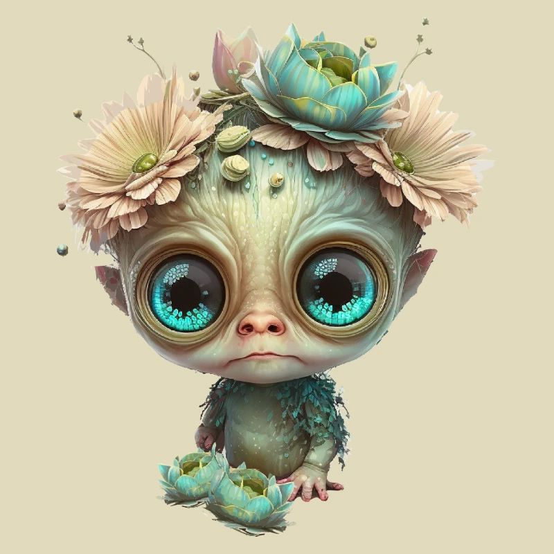Mignon extraterrestre avec des fleurs