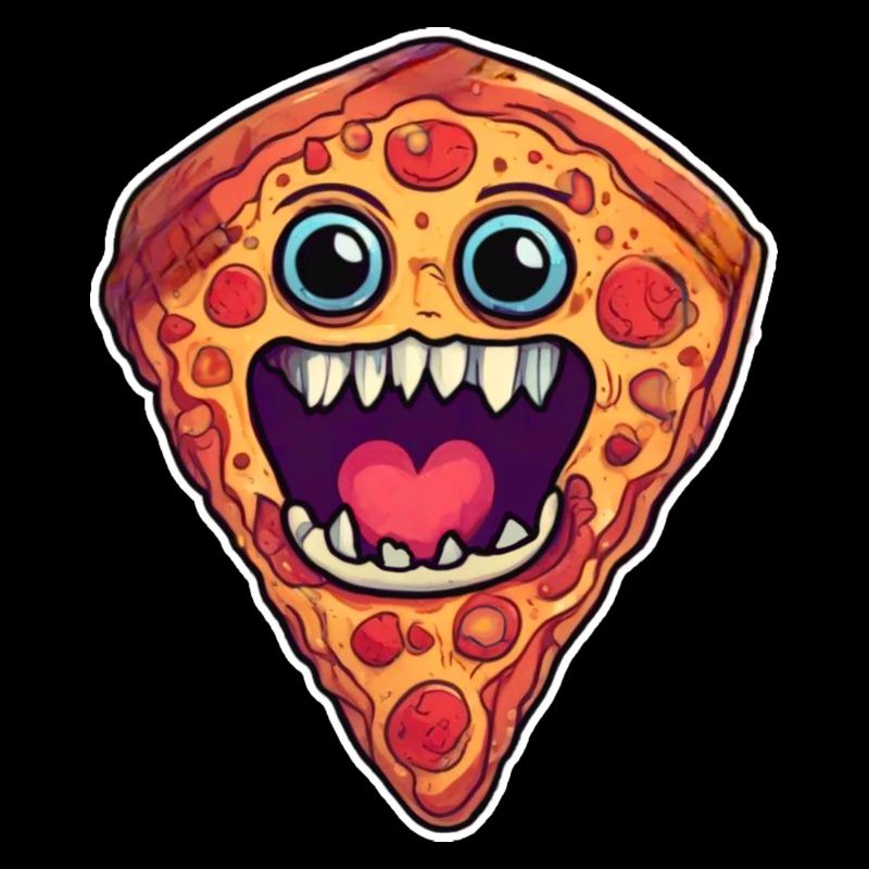 Niedliches Pizzamonster im Comic Style
