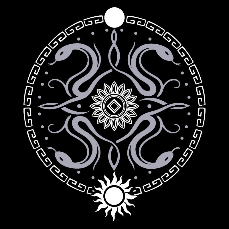 Roue serpentine avec soleil et lune