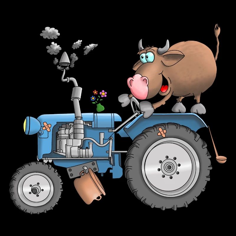 Ulkiger Stier auf Traktor