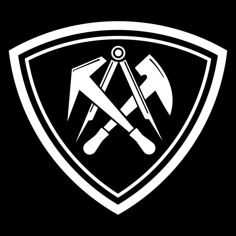 Emblem mit traditionellem Zunftzeichen Dachdecker