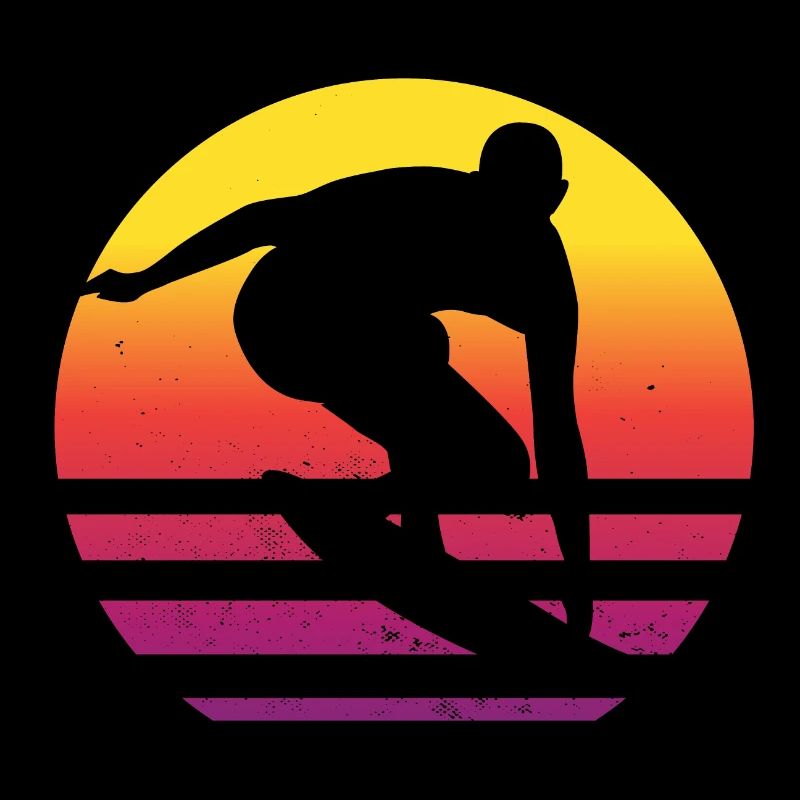 Surfer Retro Surfing Sunset