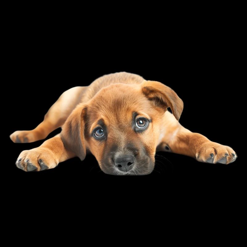 Adorable puppy lying down with its paws stretched