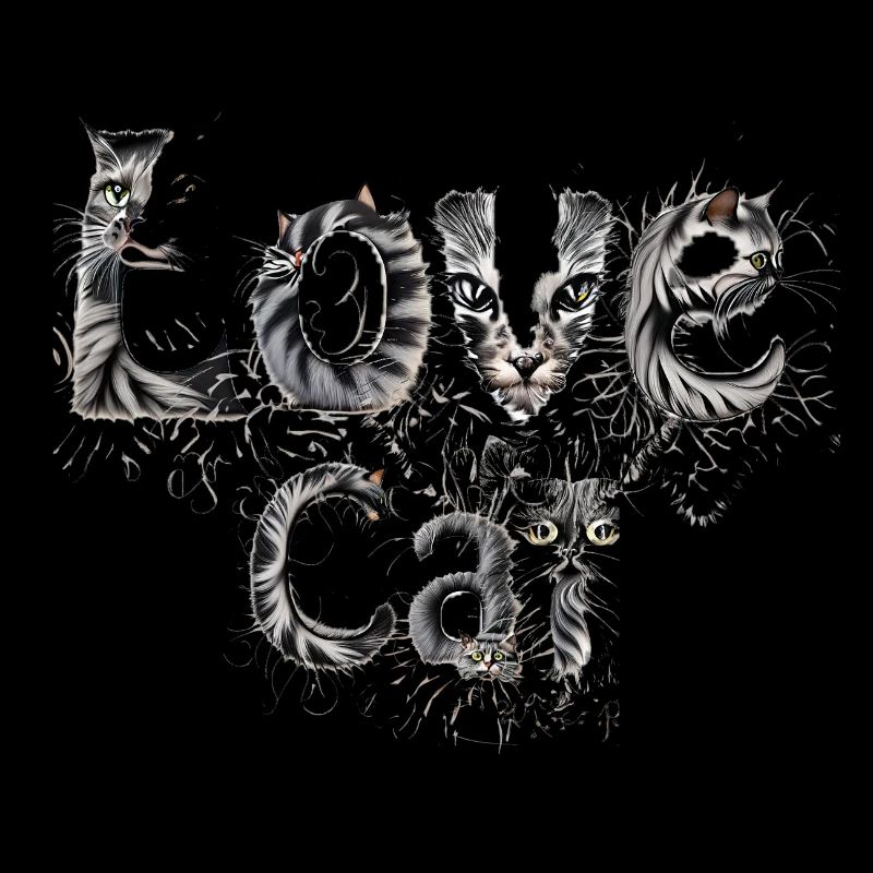 Lettrage moelleux Love Cat avec visage de chat