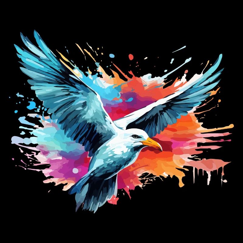 Bunte Möwe Farbkleckse Farbspritzer