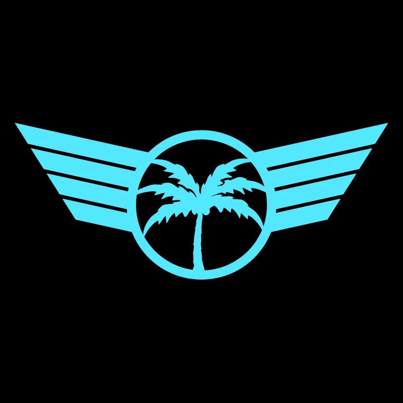 Palm Tree Logo Wing Crest Emblem Symbol Sun Blue