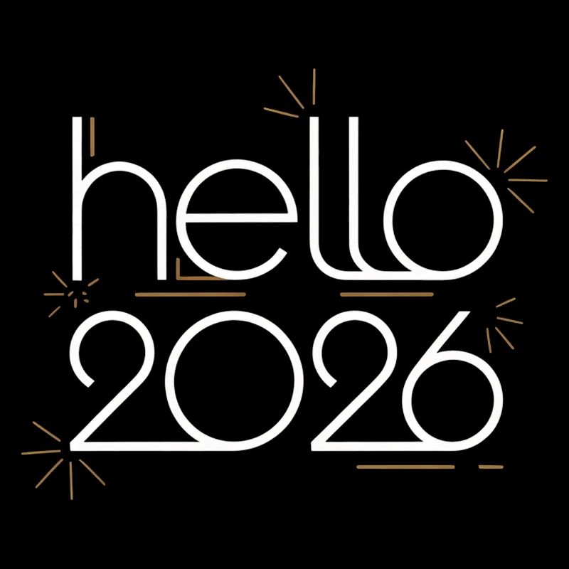 Hello 2026 Neon Fireworks